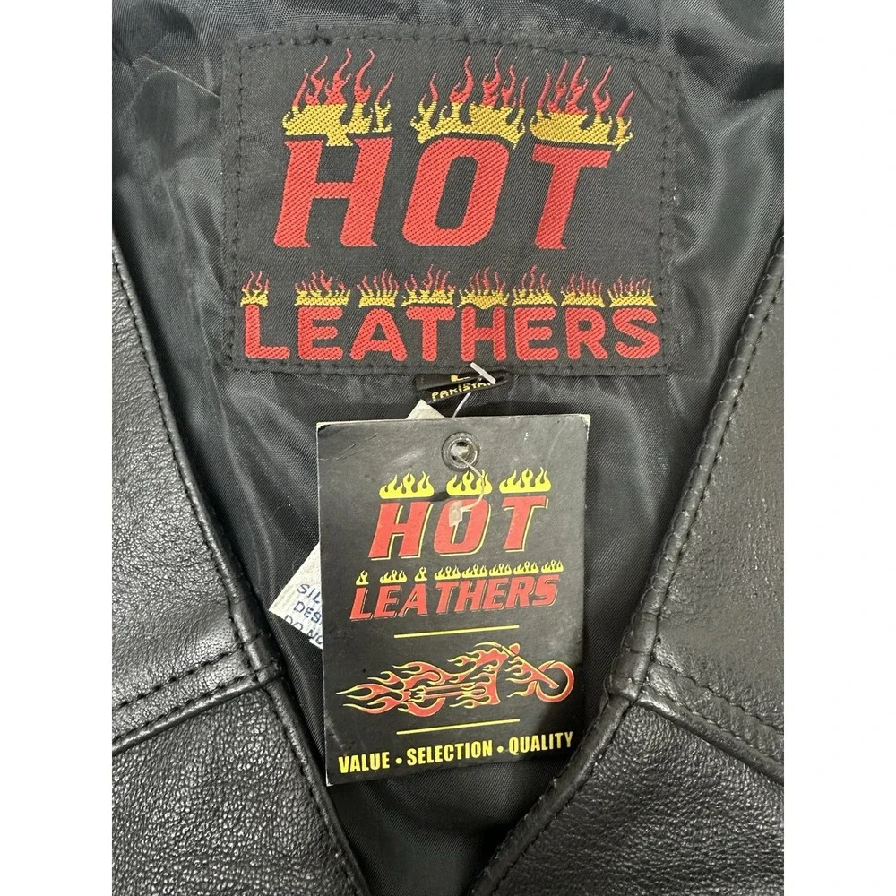 HOT LEATHER‎ VEST  SIZE LARGE   VERY BLACK 100%  leather outer shell